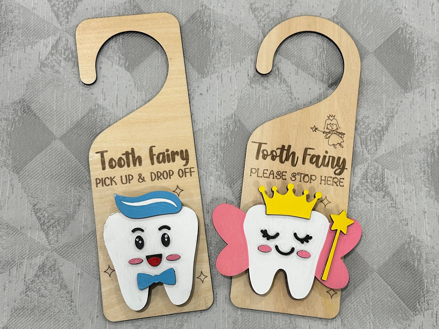 Tooth Fairy Door Hanger – Wooden Laser Engraved (Girl or Boy Option)