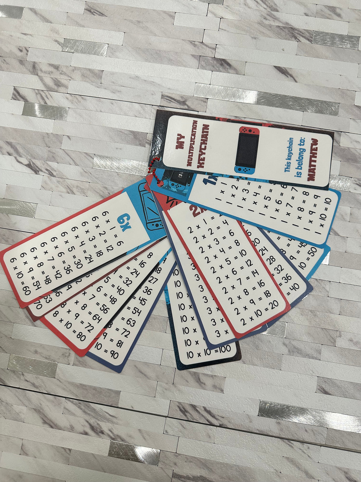 Personalized Multiplication Tables Keychain for Kids – Any Theme