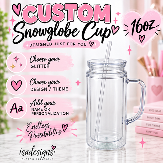 16oz Custom Snowglobe Cup with Handle