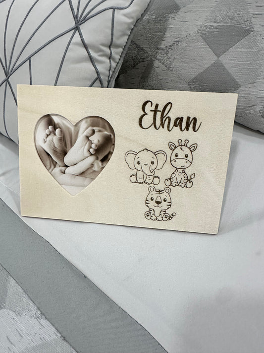 Personalized Baby Photo Frame – Wooden Laser Engraved