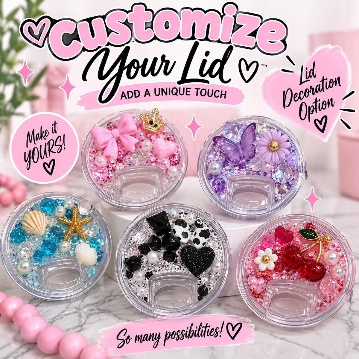 Custom Decorated Tumbler Lid – Add-On