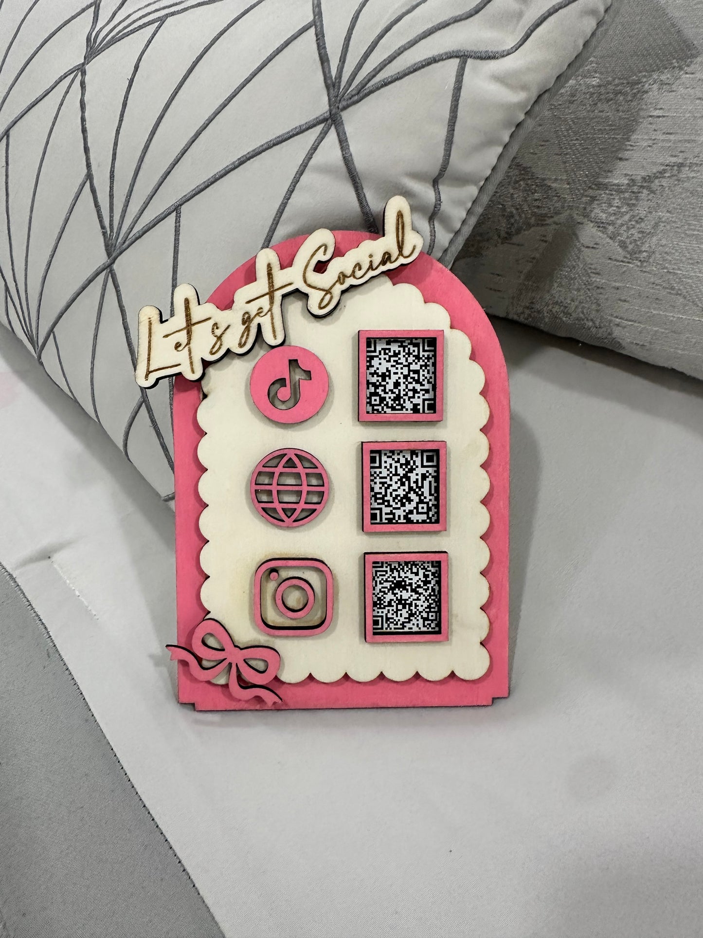 Personalized Social Media QR Code Sign – Wooden Laser Engraved