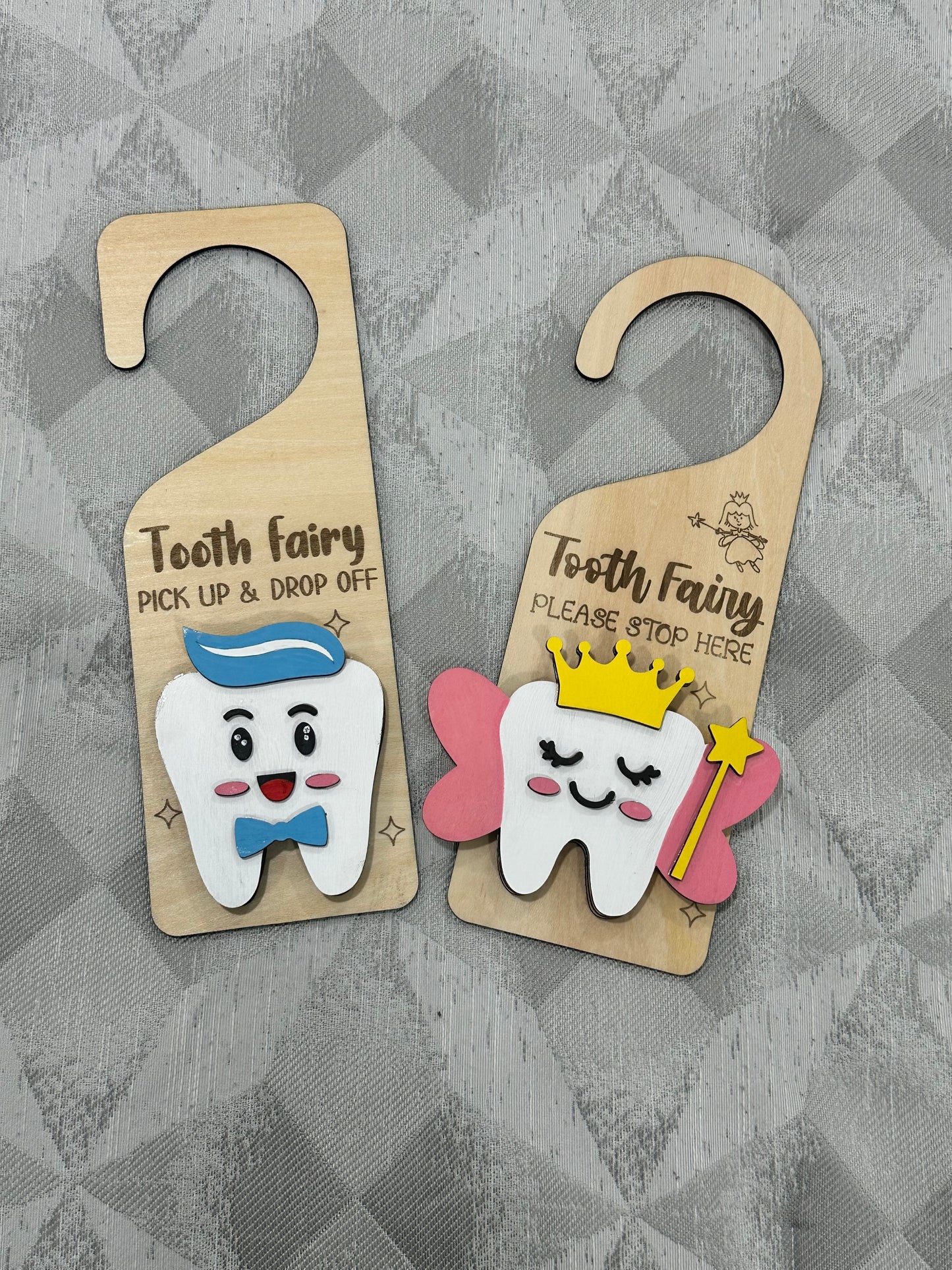 Tooth Fairy Door Hanger – Wooden Laser Engraved (Girl or Boy Option)