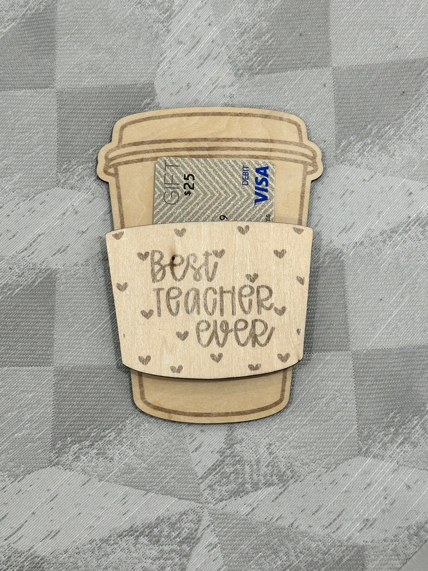Best Teacher Ever Wooden Gift Card Holder – Laser Engraved