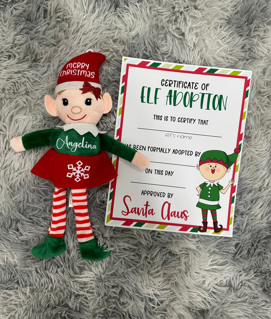 Personalized Elf Adoption Kit – Christmas Elf Doll with Certificate