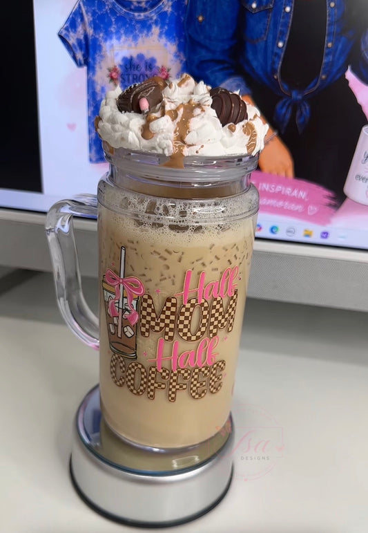 ☕ Custom Iced Coffee Tumbler with 3D Decorated Lid