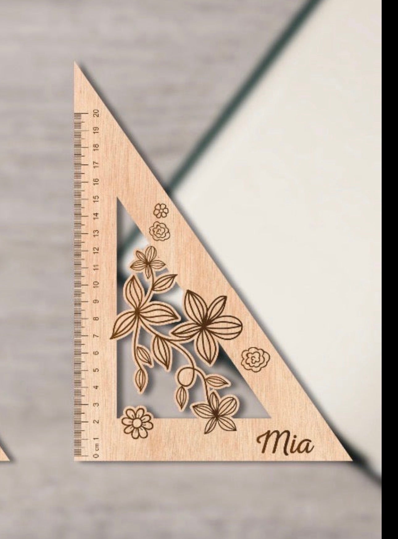 Personalized Wooden Ruler Triangle – Laser Engraved