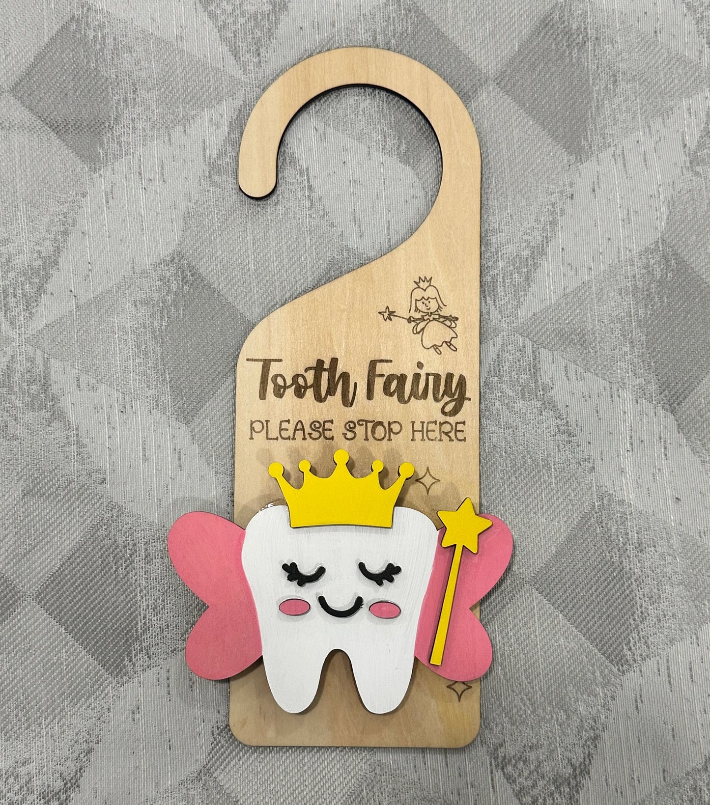 Tooth Fairy Door Hanger – Wooden Laser Engraved (Girl or Boy Option)