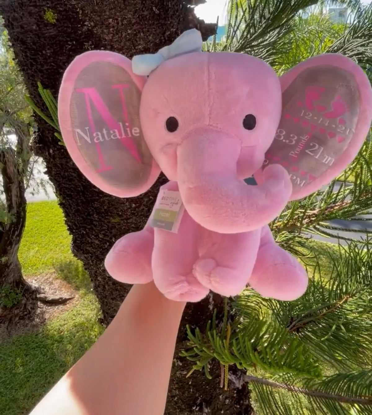 Personalized Plush Elephant – Custom Baby Keepsake