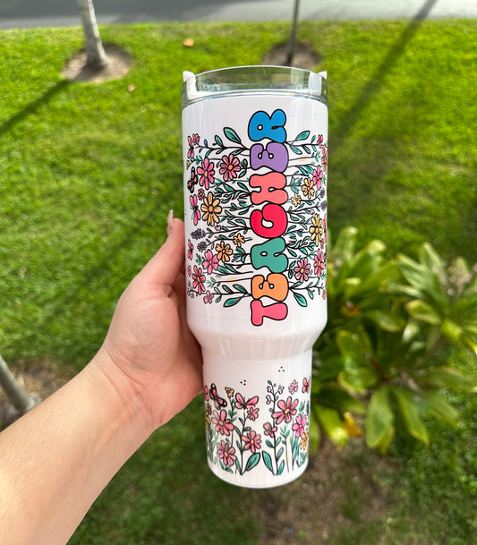 Personalized Teacher Tumbler – Floral Design