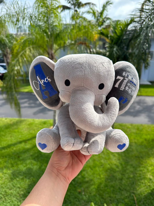 Personalized Plush Elephant – Custom Baby Keepsake