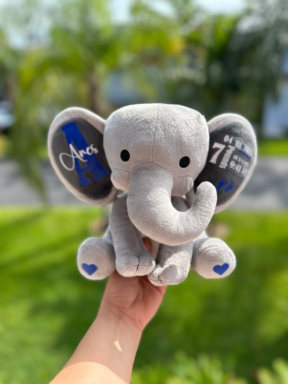 Personalized Plush Elephant – Custom Baby Keepsake