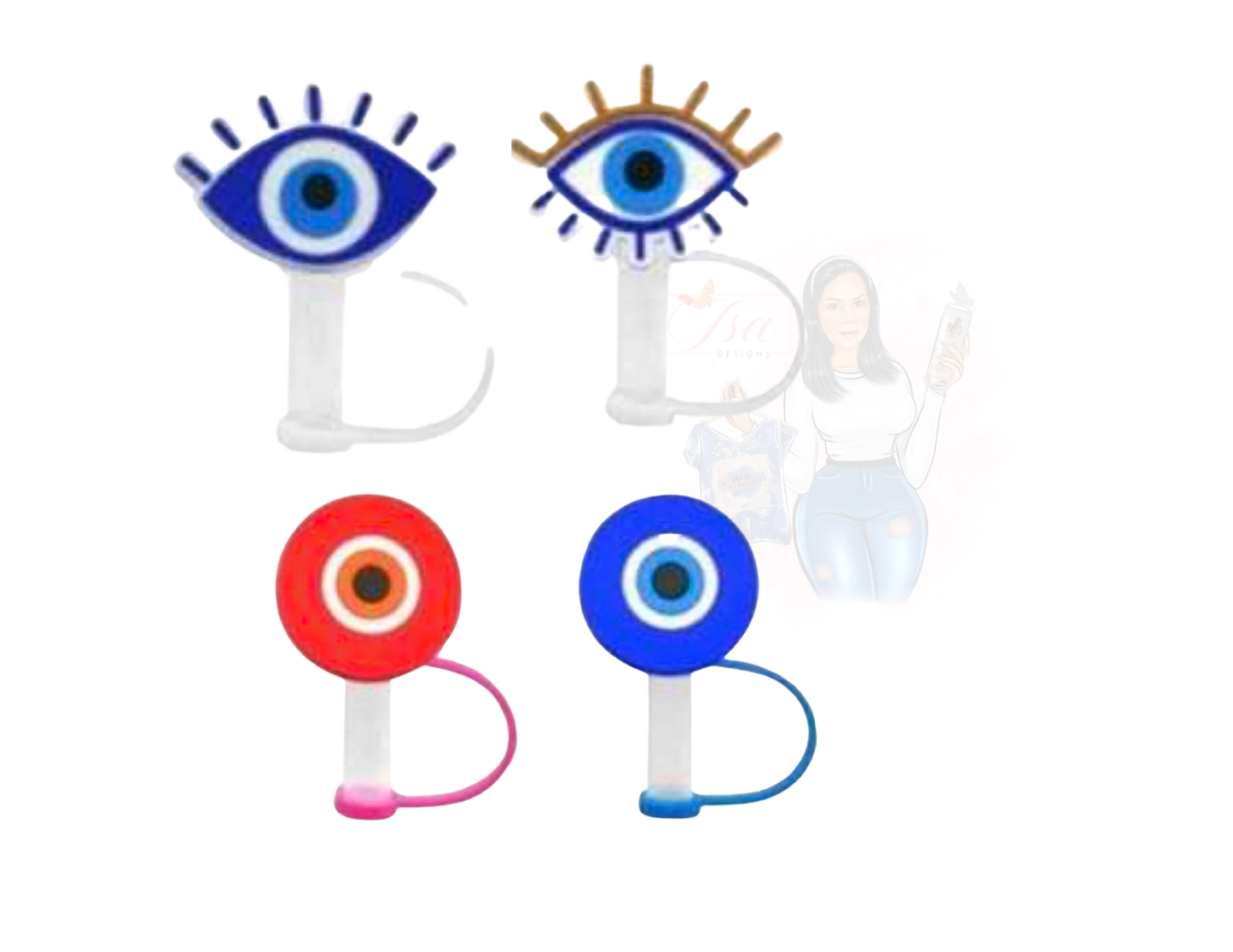 Evil Eye straw topper for