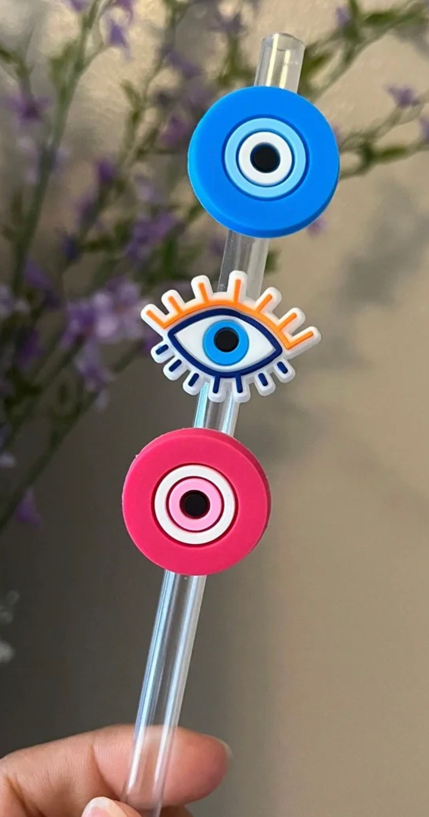 Evil Eye straw topper for