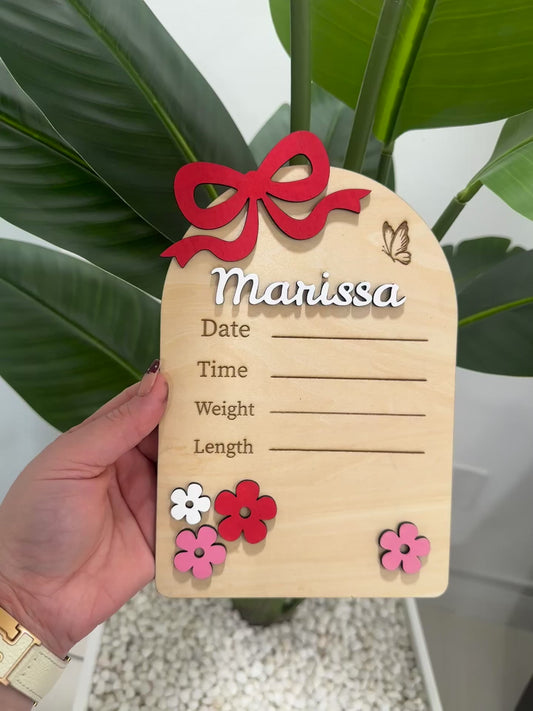 Personalized Baby Birth Stats Sign – Wooden Laser Engraved
